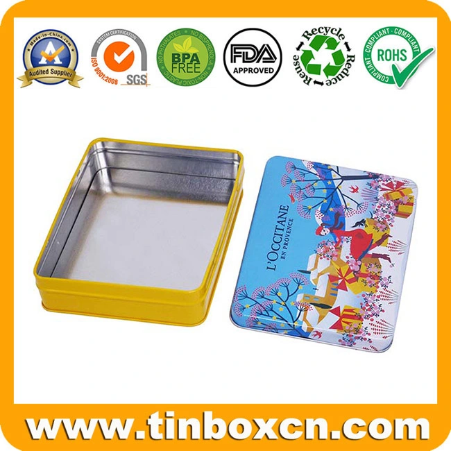 Stylish Rectangle Gift Box Tin Case Christmas Metal Tin for Promotional Festival Storage Container