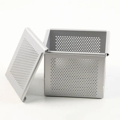 Mini cubo cuadrado de aluminio perforado, lata para pan Pullman, tostada, sándwich, pan, pastel, lata para hornear con tapa
